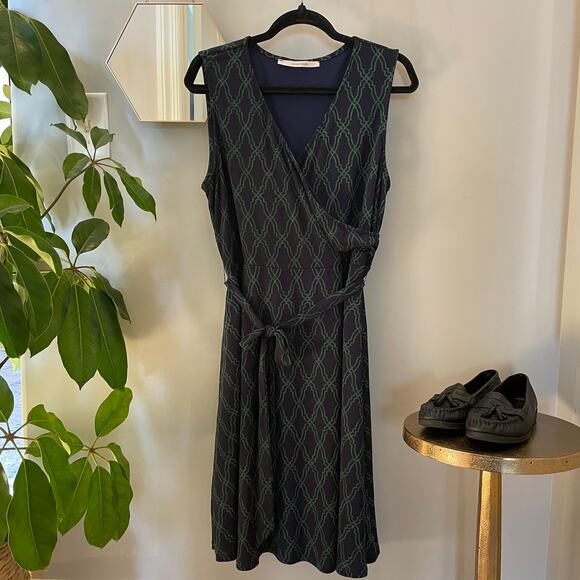 41 Hawthorn XL Wrap Dress | Navy Green Geometric Sleeveless Business Capsule EUC - Picture 5 of 8